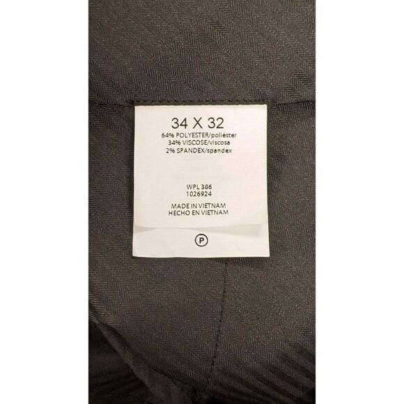 J M Haggar Mens 34X32 Gray Premium Stretch Flat Front Straight Leg Chino Pants - Picture 10 of 11